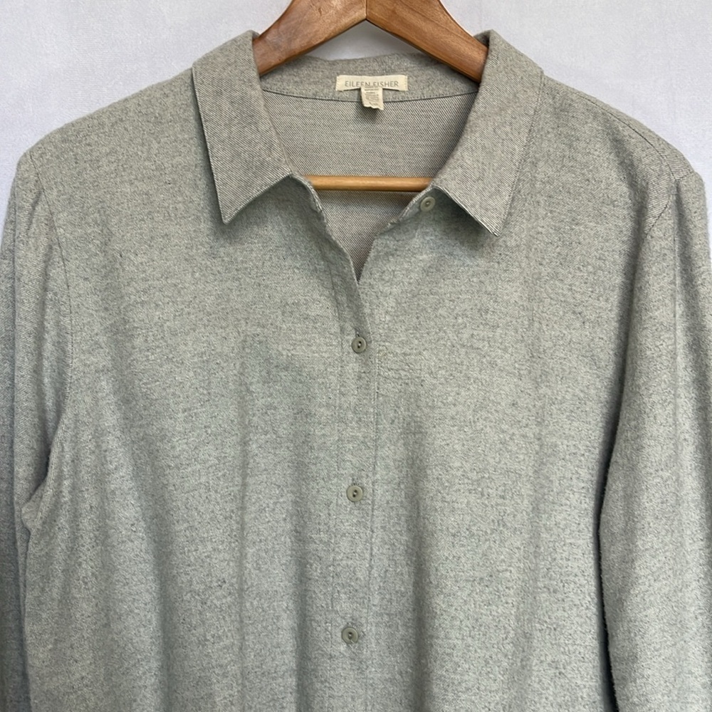 Eileen Fisher Gray Button Down Shirt - Picture 2 of 8